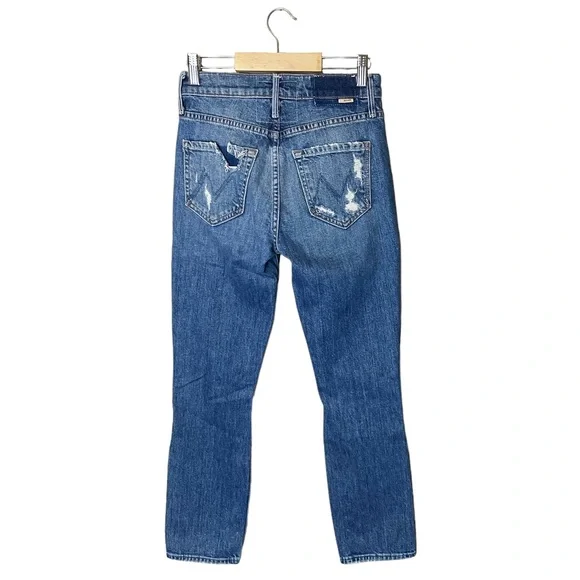 Mother Superior The Mid Rise Fly Cut Dazzler Ankle Distressed Straight Leg Jeans